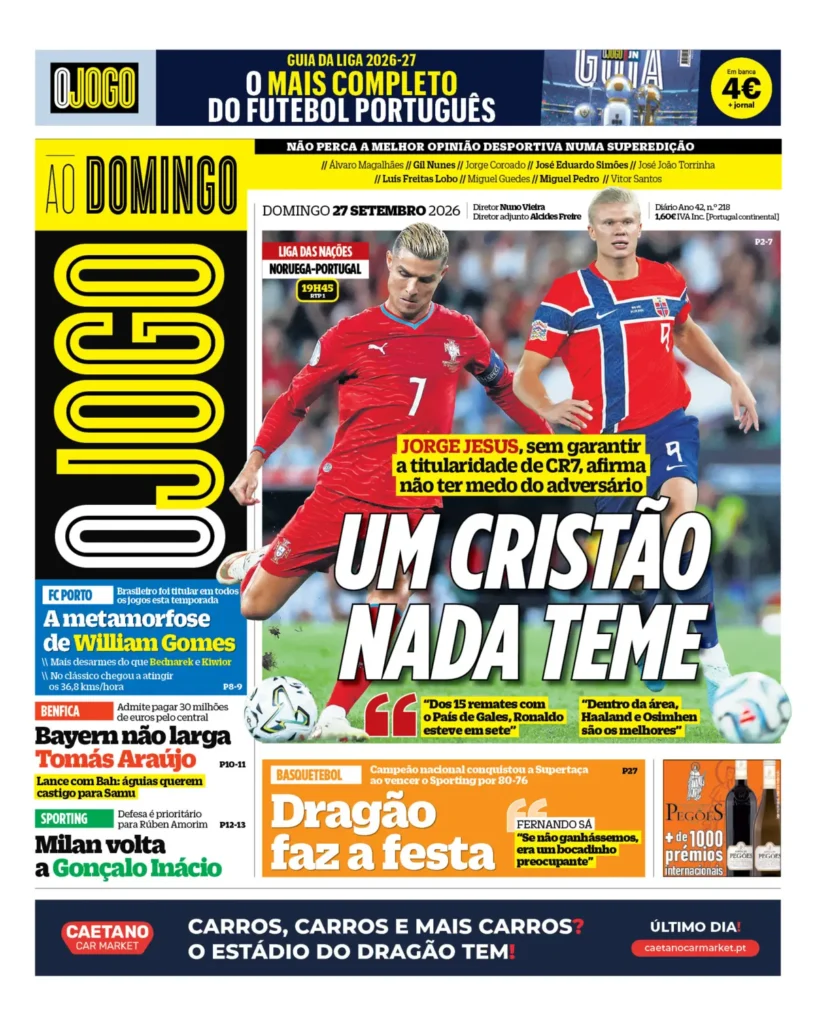 Capa O Jogo de 27/09/2026