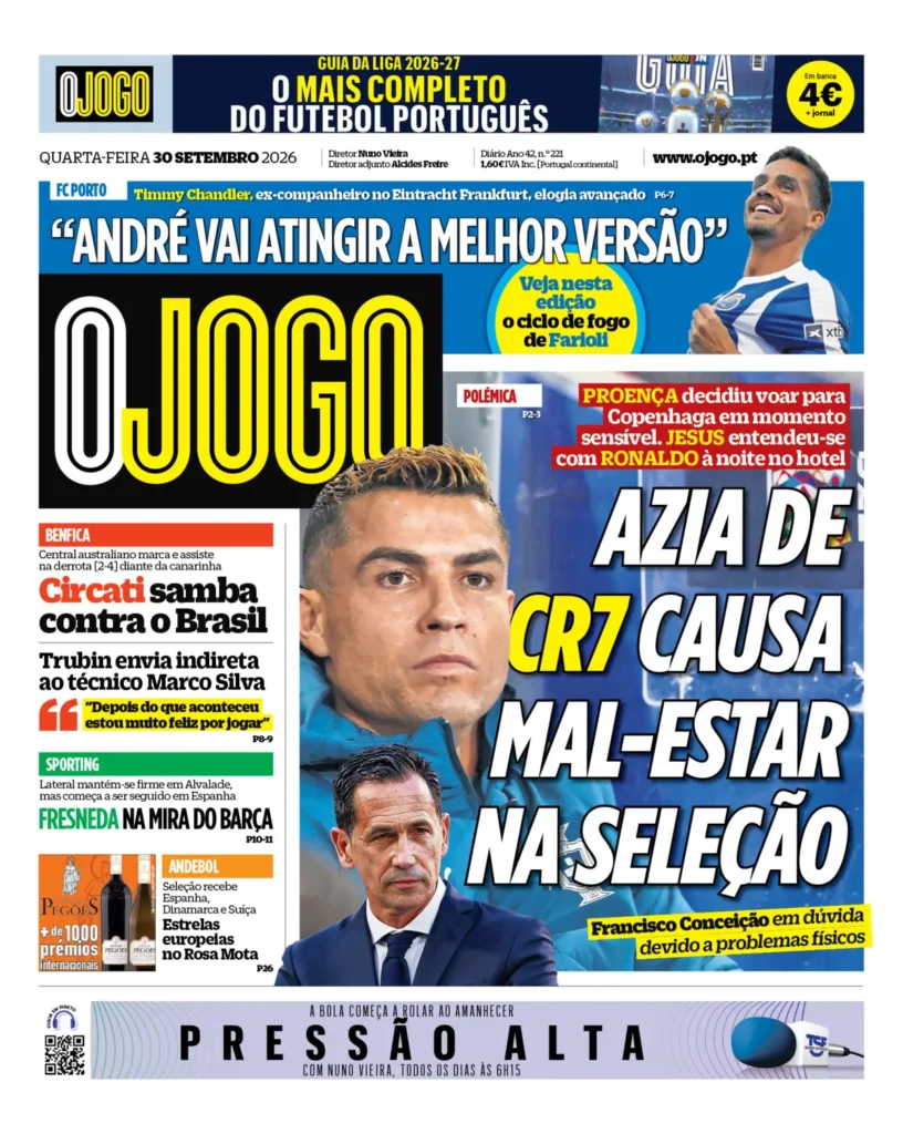 Capa O Jogo de 30/09/2026