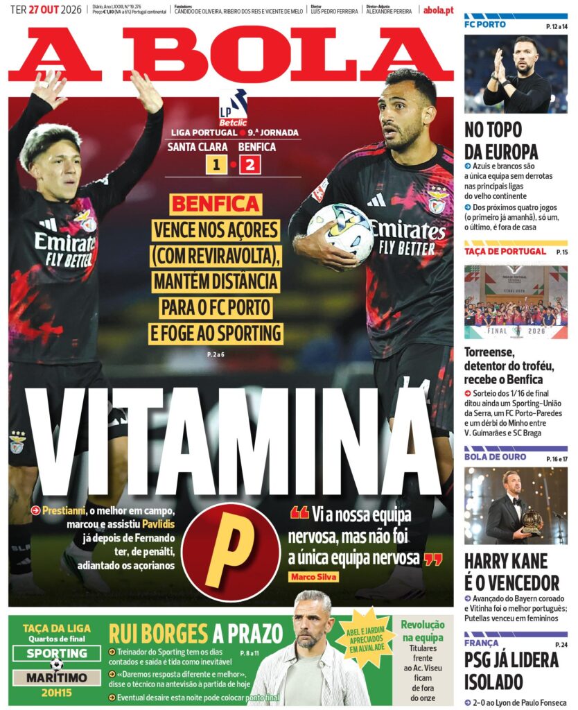 Capa A Bola de 27/10/2026