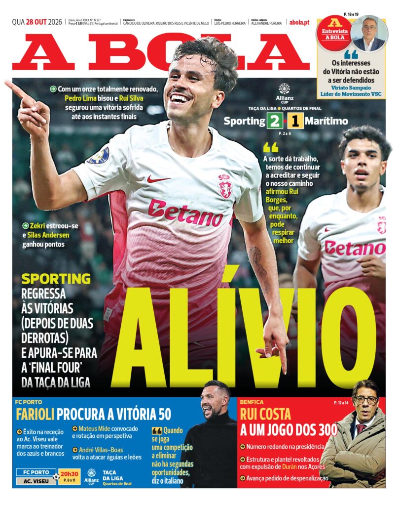 Capa A Bola de 28/10/2026