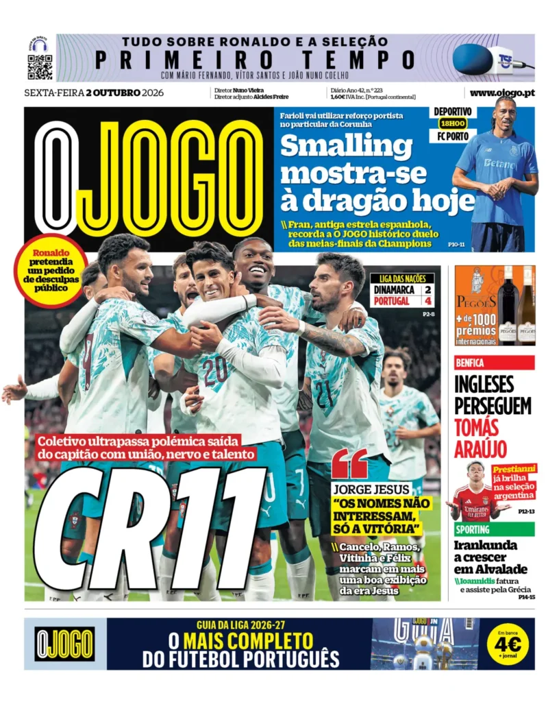 Capa O Jogo de 02/10/2026