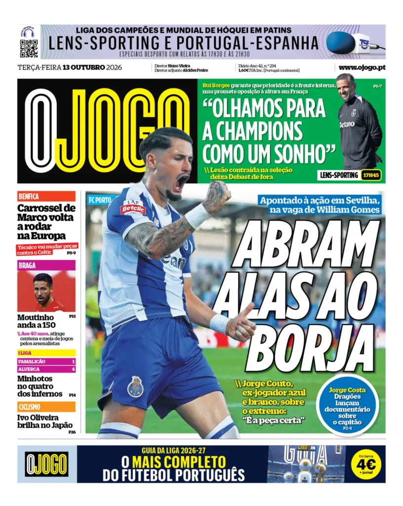 Capa O Jogo de 13/10/2026