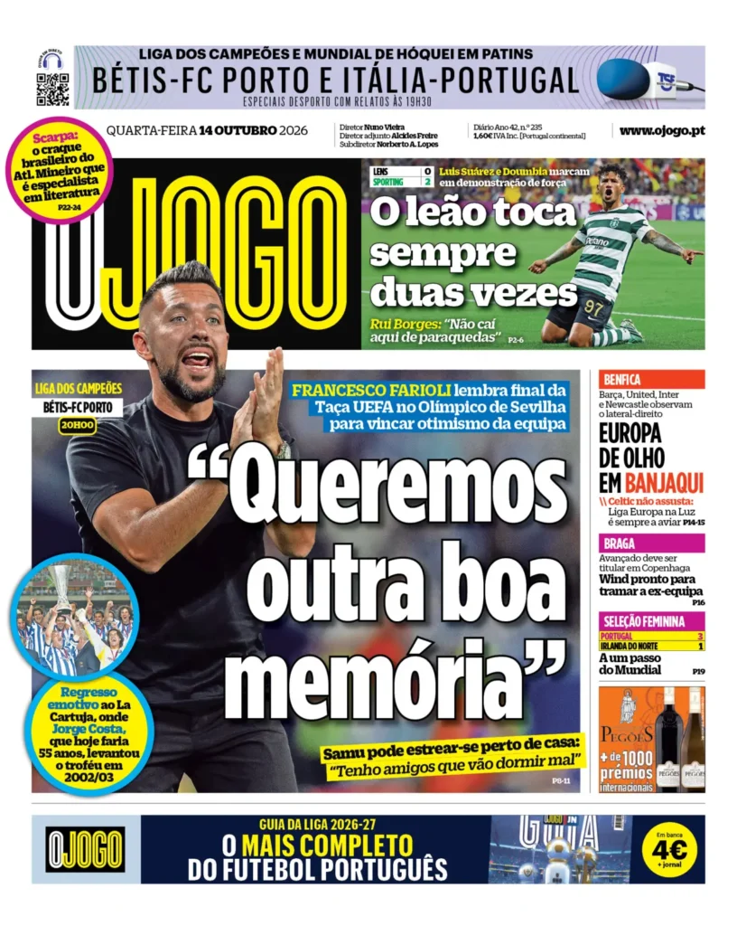Capa O Jogo de 14/10/2026
