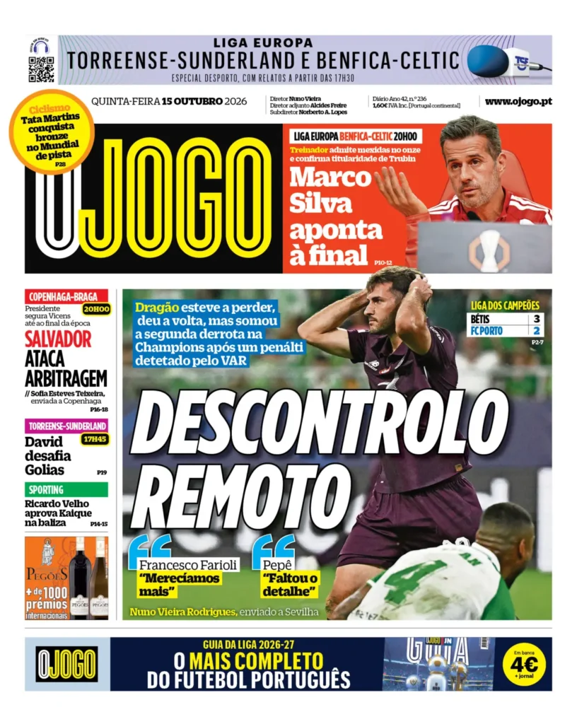 Capa O Jogo de 15/10/2026