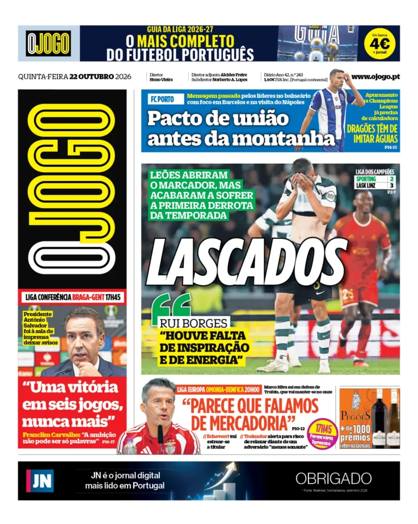 Capa O Jogo de 22/10/2026