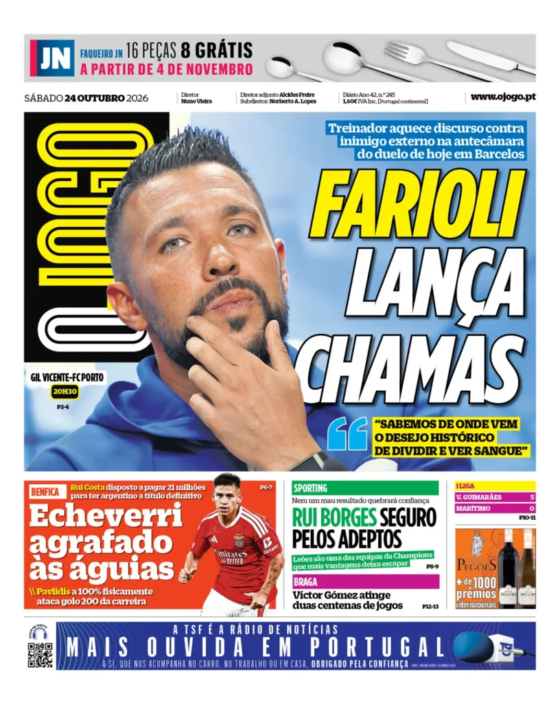Capa O Jogo de 24/10/2026