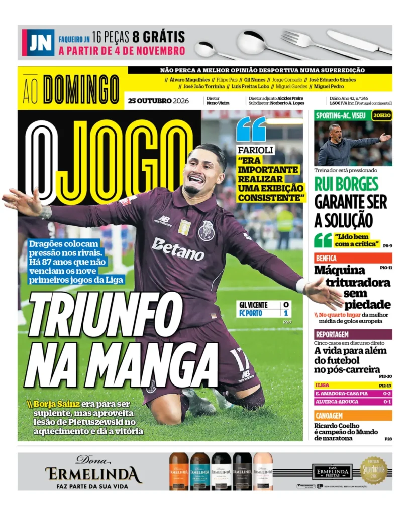 Capa O Jogo de 25/10/2026