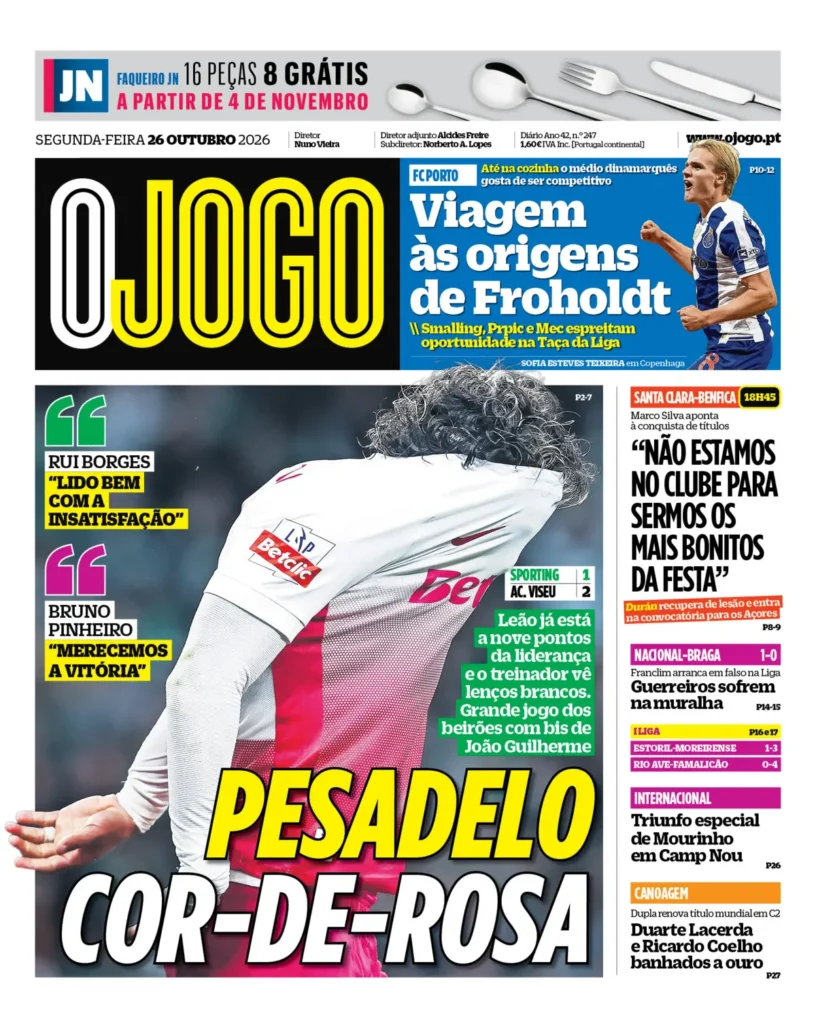 Capa O Jogo de 26/10/2026