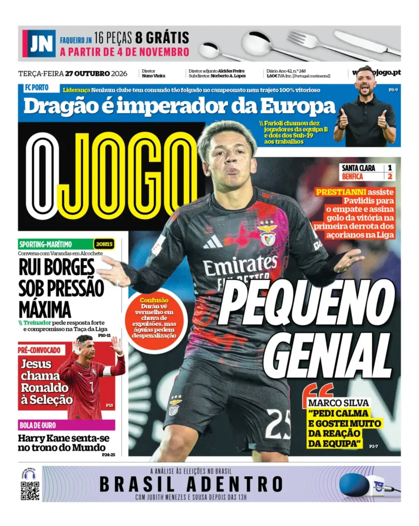 Capa O Jogo de 27/10/2026