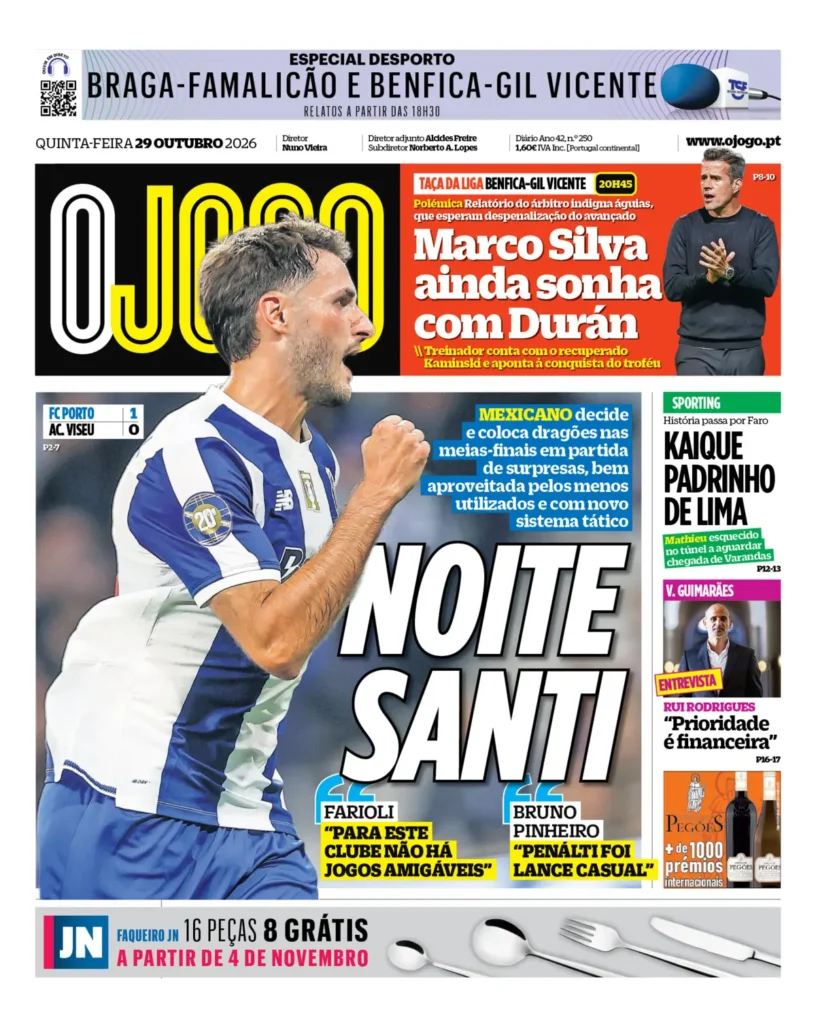 Capa O Jogo de 29/10/2026