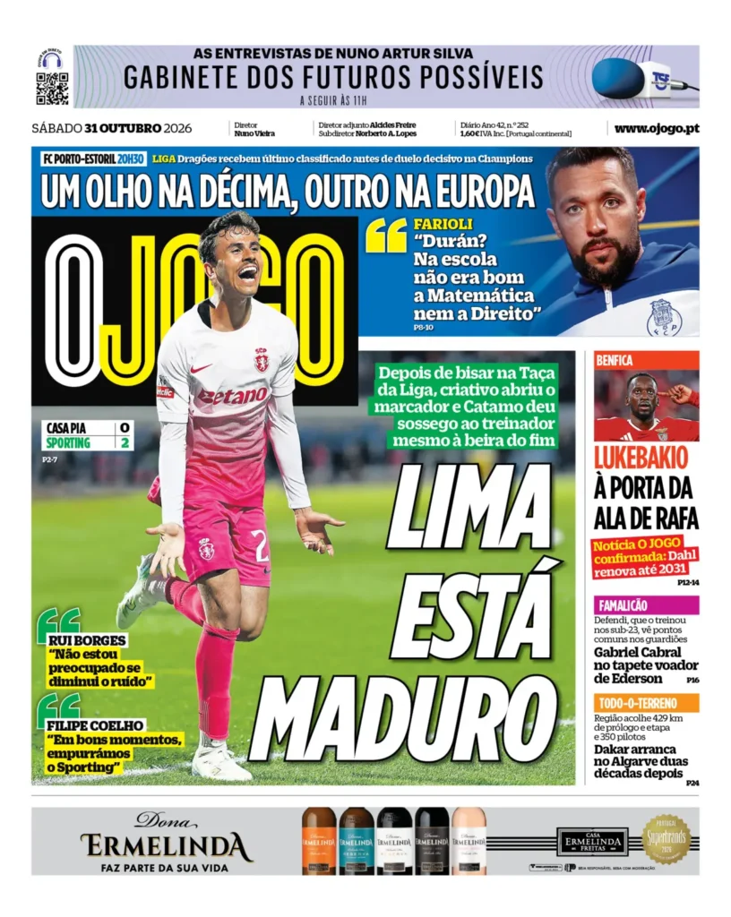 Capa O Jogo de 31/10/2026