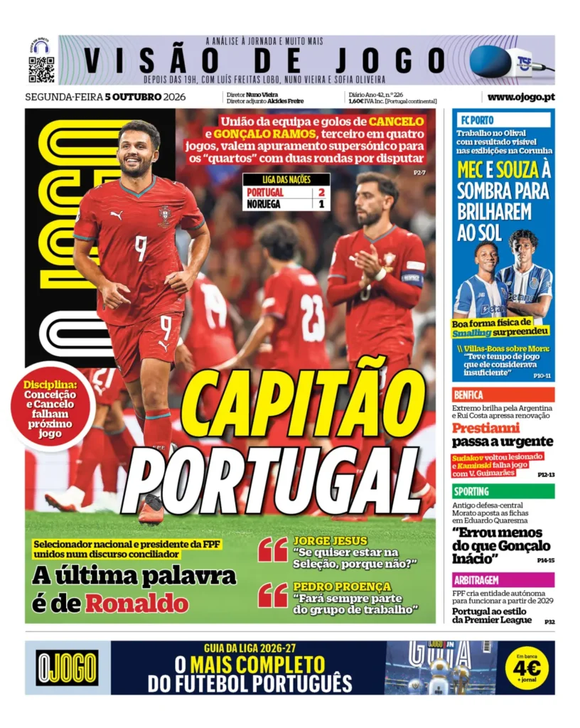 Capa O Jogo de 05/10/2026