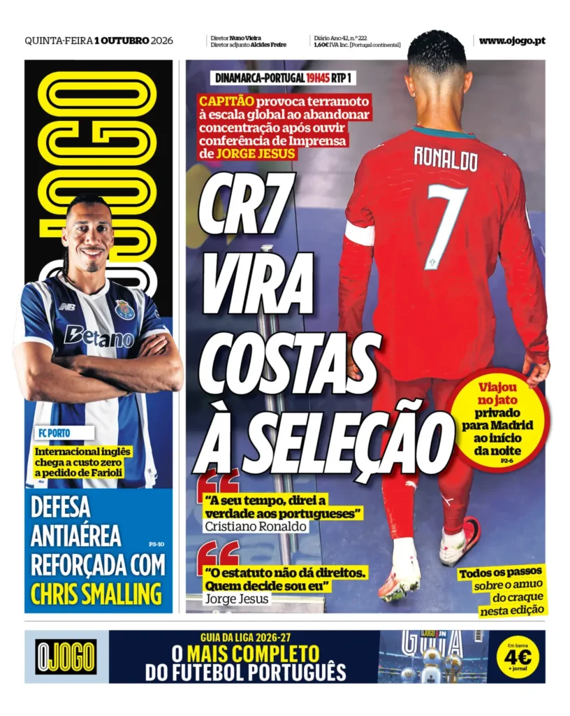 Capa O Jogo de 01/10/2026